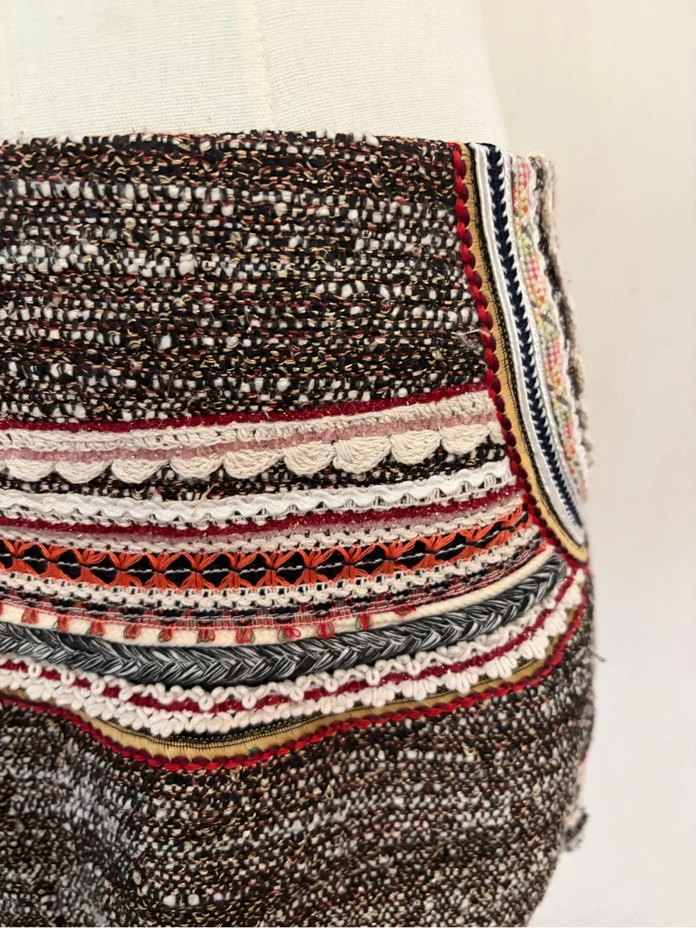 Unique Statement Piece Tweed Mini Skirt Brown Brown Multi, Large, Like New